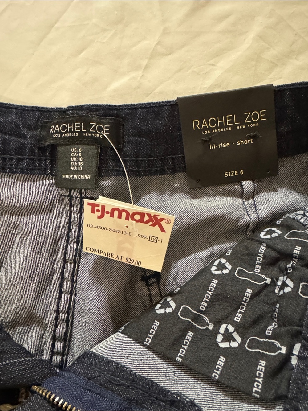 Rachel Zoe Navy Denim-Style Cuffed Shorts - Picture 6 of 15